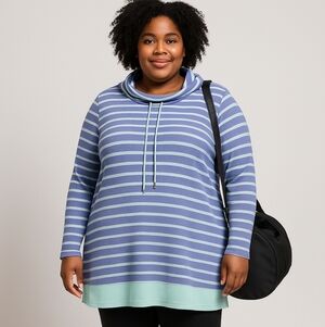 Active Wear Striped Blue and Mint Women's Hoodie